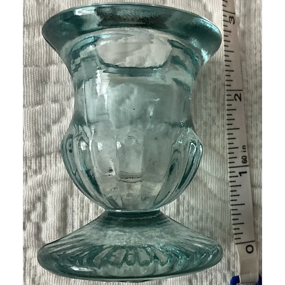 Depression Era Small Candle Holder Tapered‎ Blue Cottageore Grannycore